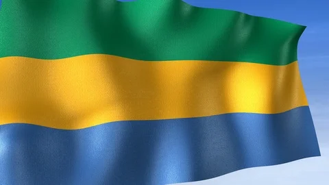 Gabon Flag - Set of 3 Angles with Masks [3WaveSeries] Stock Footage 103474264