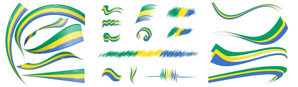 Gabon flag set elements, vector illustration on a white background イラスト素材