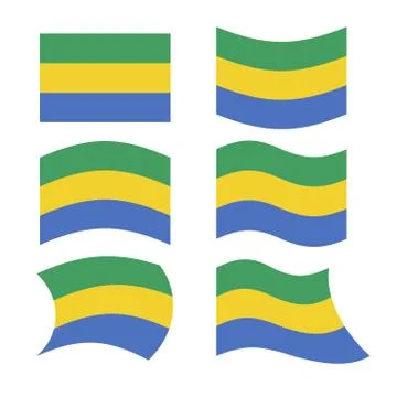 Gabon flag. Set of flags of Gabonese Republic in various forms. Developing Ga Stock Illustration