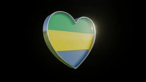 Gabon Flag in the Shape of 3D Heart. Video stock 136223111