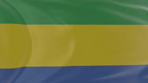 Gabon flag in slow motion animation waving in the wind realistic Stock Footage 142987640