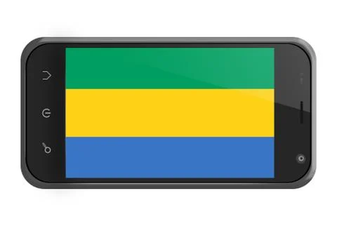 Gabon flag on smartphone screen isolated Illustrazione stock