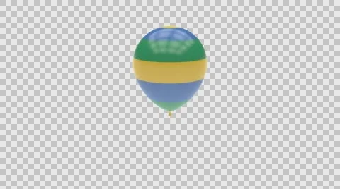 Gabon flag textured balloon rotating Alpha Stock-Footage 61404079