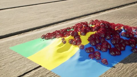 Gabon Flag - Virus Growth Video stock 320279796