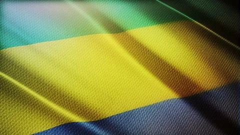 Gabon flag is waving 3D animation. Gabon flag waving in the wind. Stock Footage 142225201