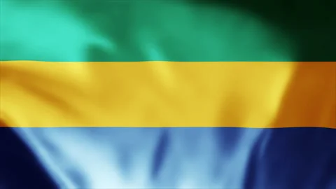 Gabon flag is waving 3D animation.  Flag seamless loop animation 4k. Stock Footage 259351193