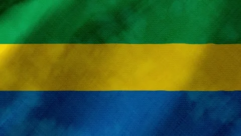 Gabon flag waving background with real fabric texture 스톡 동영상 291601192