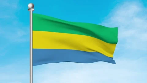 Gabon Flag Waving In Blue Sky Stock Footage 240651204
