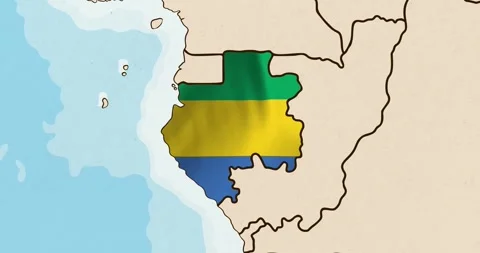 The gabon flag waving inside the country on a world map Stock Footage 339033166