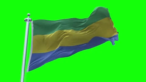 Gabon Flag Waving in Loopable and Textured green screen background Stock Footage 296876675