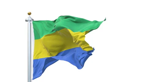 Gabon flag waving looping with transparent background. Stockbeeldmateriaal 313593632