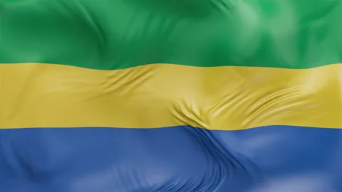 Gabon flag waving Seamless silk flag 3d animation slow motion Looping Stock Footage 337950376