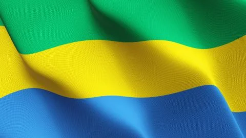 Gabon flag waving on wind. Stock Illustration