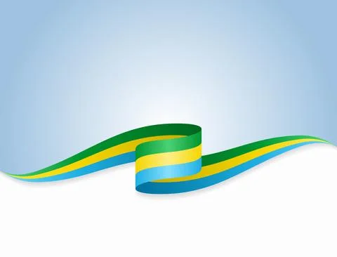 Gabon flag wavy abstract background. Vector illustration. Stock Illustration
