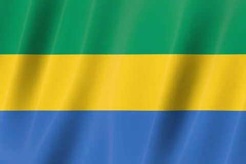 Gabon flag,3d flag, flag, 3d render,8k Stock Illustration