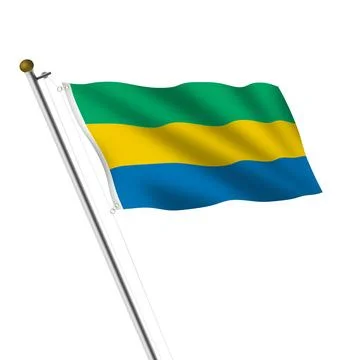 Gabon flagpole illustration with clipping path Stock Illustration