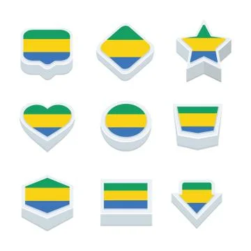 Gabon flags icons and button set nine styles Illustrazione stock
