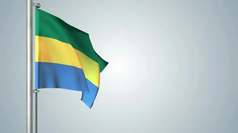Gabon flags loop pack 3 in 1 with background and loop 7sec Stock Footage 36691416