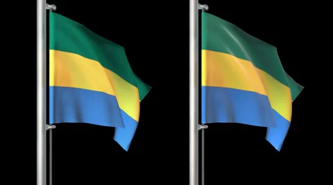 Gabon flags loop pack 3 in 1 with alpha screen and loop 7sec Stock Footage 36693921
