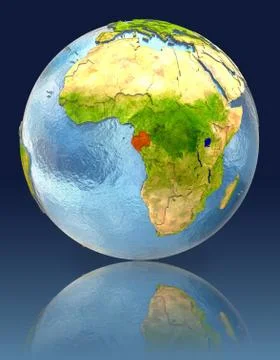 Gabon on globe with reflection Stock Illustration