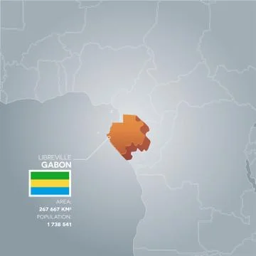Gabon information map. Stock Illustration