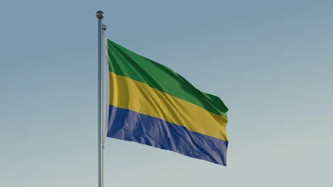 Gabon Libreville Flag seamless loop Cinematic Realistic Waving Blue Sky Stock Footage 310874268