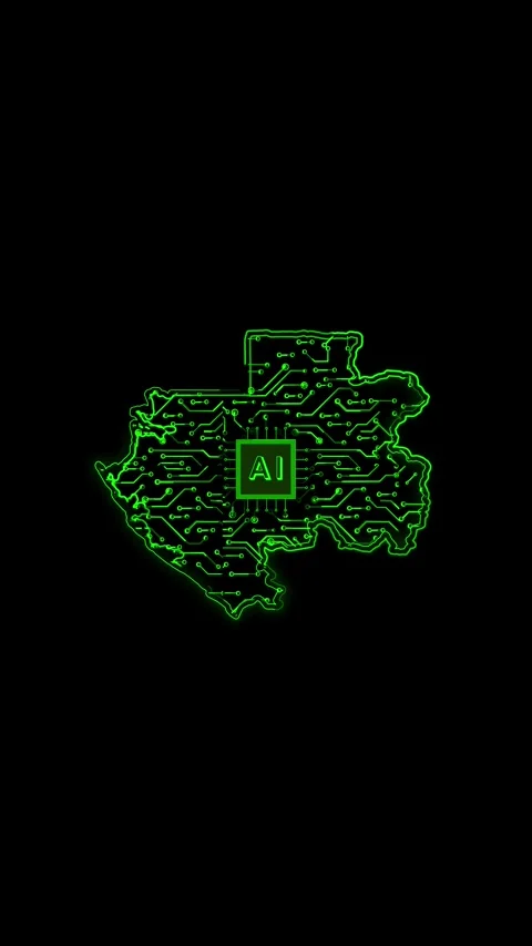 Gabon Map AI Chipset Technology Opener Stock Footage 337171573