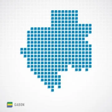 Gabon map and flag icon Stock Illustration