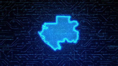 Gabon Map Digital Technology Opener Stock Footage 335081129