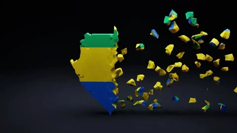 Gabon Map With Flag Video stock 324725285