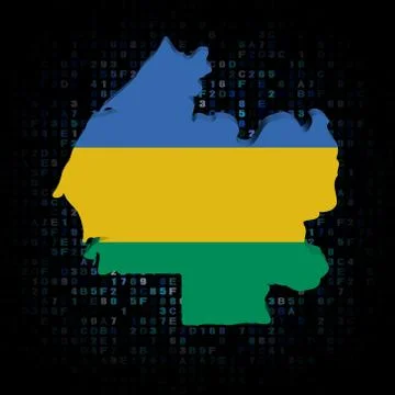 Gabon map flag on hex code illustration Stock Illustration