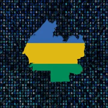 Gabon map flag on hex code illustration Stock Illustration