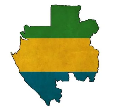 Gabon map on gabon flag drawing ,grunge and retro flag series Stock Illustration