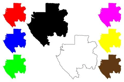 Gabon map vector illustration, scribble sketch Gabonese Republic Stock Illustration