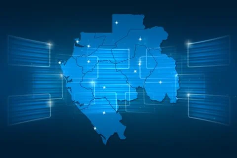 Gabon map world map news communication blue Illustrazione stock