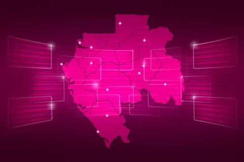 Gabon map world map news communication pink Illustrazione stock