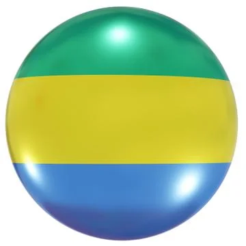 Gabon national flag button Stock Illustration