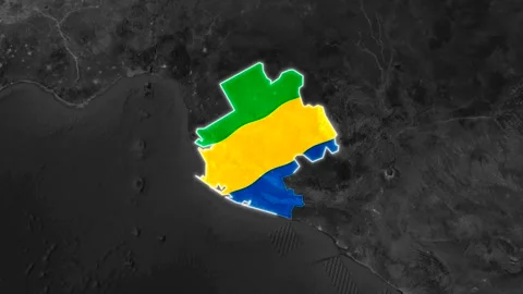 Gabon national flag map shape animated motion footage clip Video stock 343950299