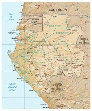 Gabon physiography map Stock Illustration