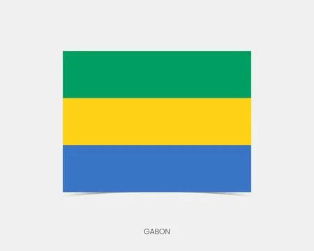 Gabon Rectangle flag icon with shadow. Illustrazione stock