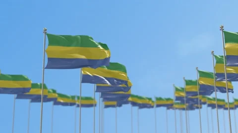 Gabon Row Of Flags 3D Animation Stock-Footage 148681142