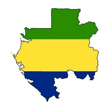Gabon Silhouette Flag Map Stock Illustration