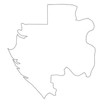 Gabon - solid black outline border map of country area. Simple flat vector Stock-Illustration