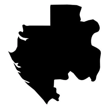 Gabon - solid black silhouette map of country area. Simple flat vector イラスト素材