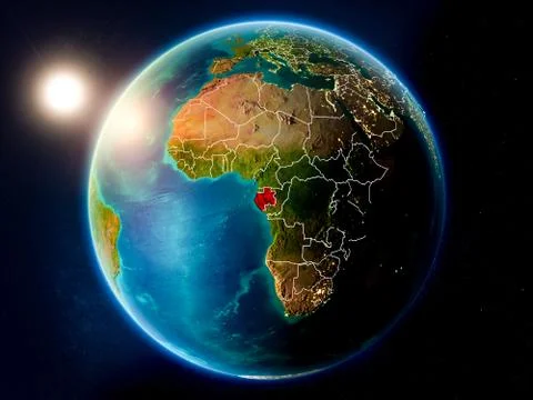Gabon with sunset from space Stock Illustration