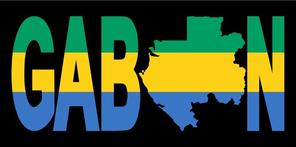 Gabon text with map Stock Illustration