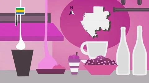Gabon - Vector Menu - Restaurant - Food and Drinks - pink Stock Footage 67455183