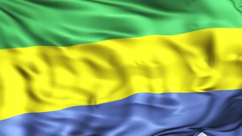 Gabon Waving Flag Background Stock Footage 204136546
