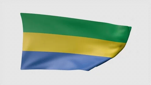 Gabon Waving Flag Transparent Alpha Video stock 274431907