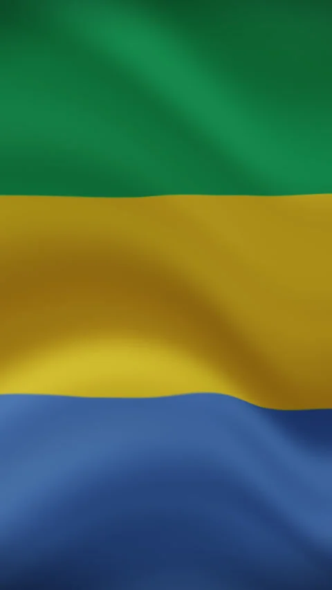 Gabon Waving Flag in Vertical Orientation – Realistic Loop Animation Stock Footage 294948137